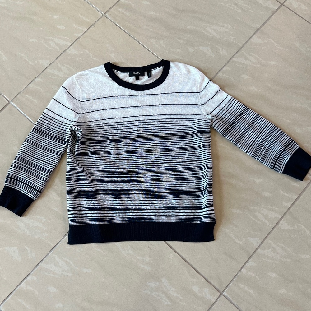 #2174 Theory Rainee Prosecco Multi-Striped Sweater XS